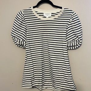 Pomander striped shirt light tan and navy blue